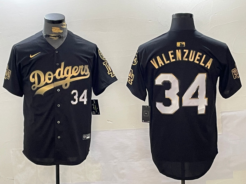 Men's Fernando Valenzuela Los Angeles Dodgers 2024 World Series Champions Black/Gold Jersey