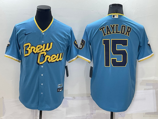 Men's Milwaukee Brewers Tyrone Taylor Powder Blue 2022 City Connect Replica Player Jersey