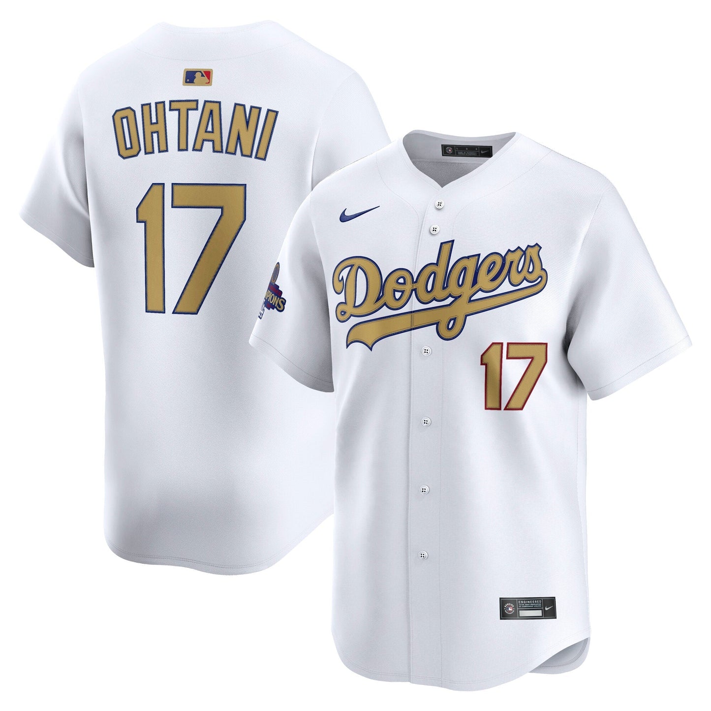 Men's Los Angeles Dodgers Shohei Ohtani White 2025 Gold Collection Jersey