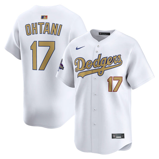 Men's Los Angeles Dodgers Shohei Ohtani White 2025 Gold Collection Jersey