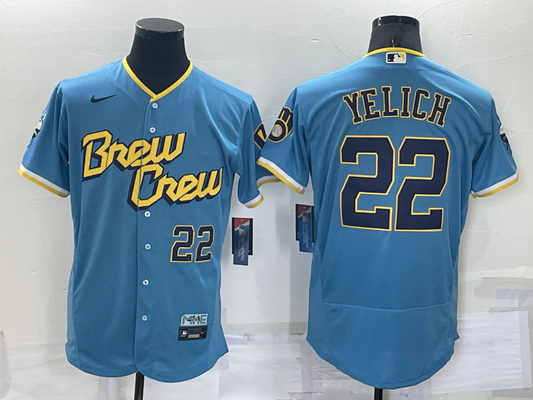 Men's  Christian Yelich Milwaukee Brewers Powder Blue 2022 City Connect Replica Player Jersey