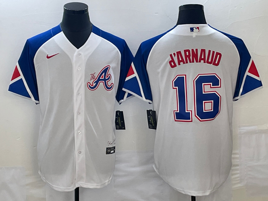 Men's Atlanta Braves Travis d'Arnaud White 2023 City Connect Player Jersey